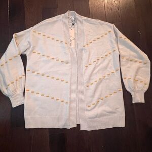 Elegant Cream Cardigan with Yellow Accents